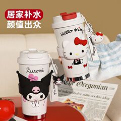 ハローキティ連名新型保温カップ女子コーヒーカップ高颜値ストロー水カップサンリオ水筒