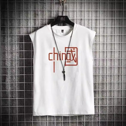 Summer Men's Casual Sports Tank Top Loose Trendy Sleeveless T-Shirt Basketball Jacket Base Top for Men