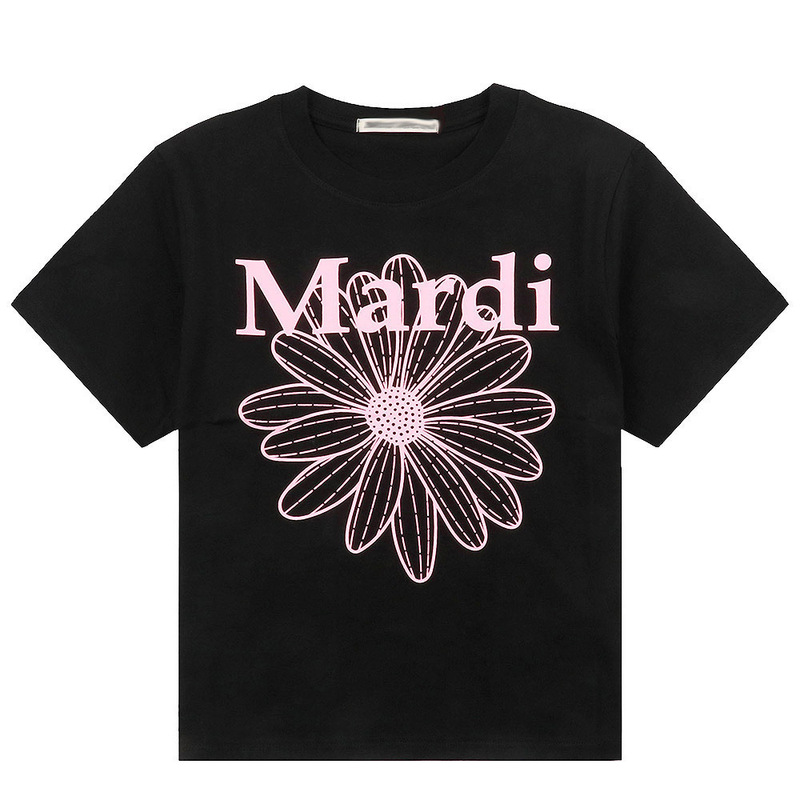 韓国マルディトレンディな半袖フラワープリントゴールドハイシルバー夏ラウンドネック純綿ルーズTシャツトップトレンディ|undefined