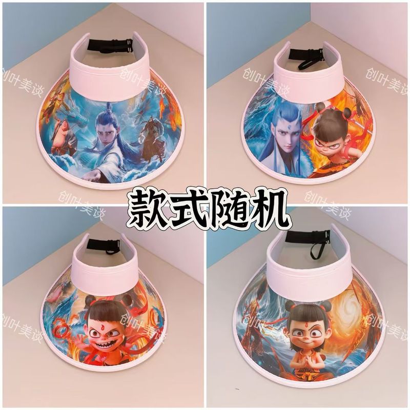 新しい 3D 子供用日よけ帽子抗 UV 屋外大きなつば空のトップ日よけ帽子漫画アニメーション日焼け止め帽子|undefined
