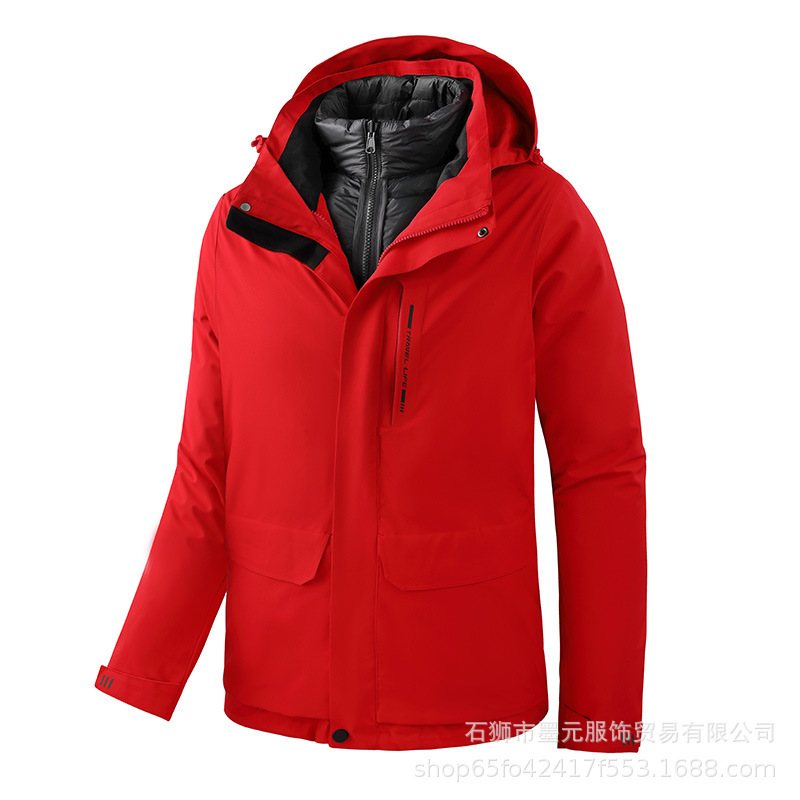 Trajes de invierno de dos piezas para hombres y mujeres al aire libre trajes de montaña 3 - en - 1 desmontables revestimiento a prueba de viento abrigo de moda