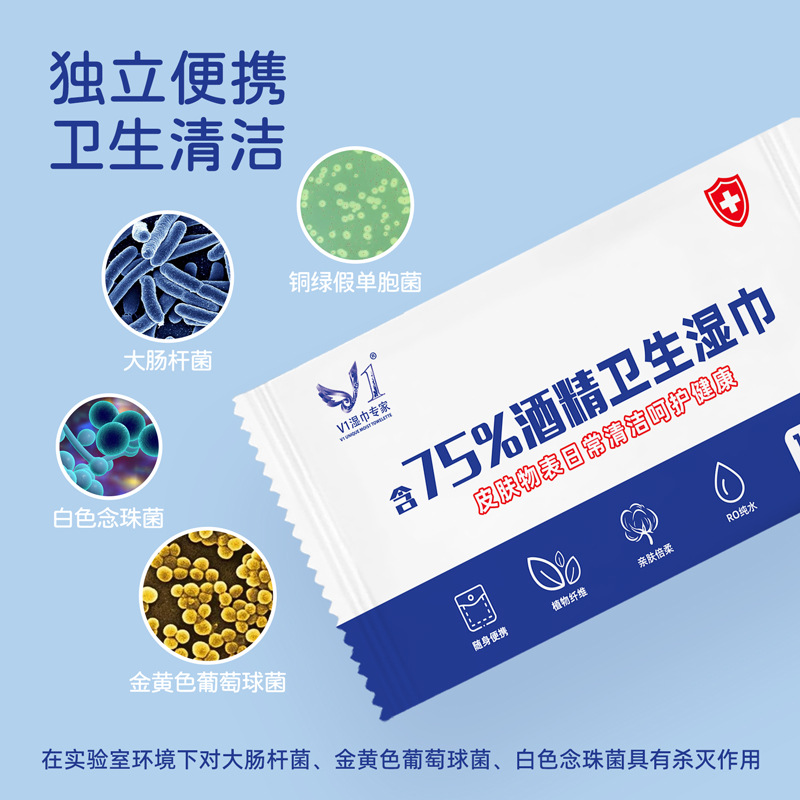 Single-Piece Disposable Alcohol Wipes Portable Individually Packaged Alcohol Cotton Pads 75-Degree Sterilizing Wipes Wholesale