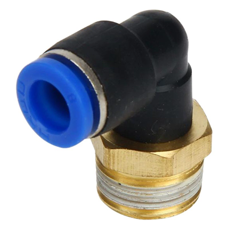 Быстроразъемное соединение L-образного внешнего винтового цилиндра Elbow PL4-M5/6-01/8-02/10-03/12-04 Белая нержавеющая сталь