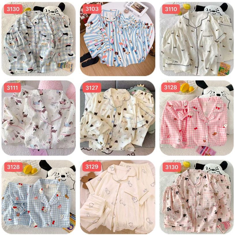 Comercio exterior nube transfronteriza algodón de tres piezas pantalones cortos de manga corta pantalones pijamas de verano ropa a domicilio rebeca de dibujos animados solapa