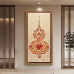 五幅临门入户玄关装饰画新中式走廊尽头挂画葫芦寓意好过道壁画
