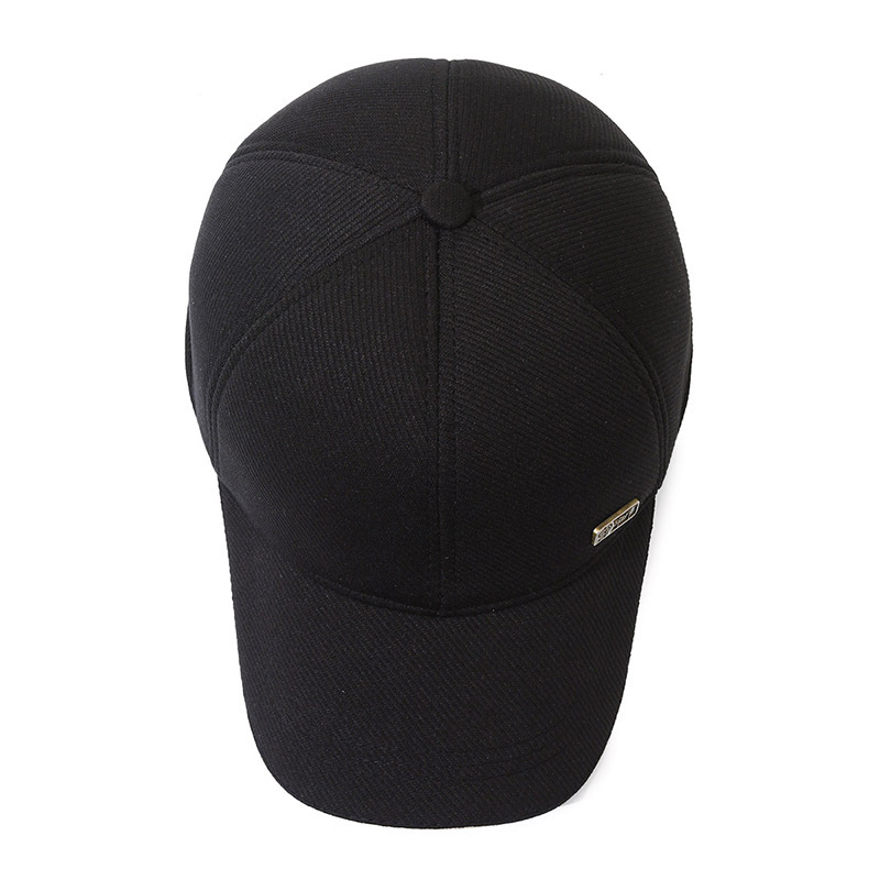 Velvet Baseball Cap For Men Warm Winter Outdoor Hat With Ear Flaps_voghion.com