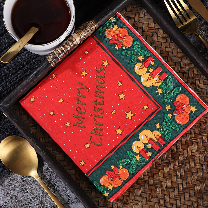Red and Green Christmas Disposable Napkins Manufacturer Wholesale Creative Fashionable Cross-Border Printed Napkins Merry Christmas Red and Green Christmas Disposable Napkins Manufacturer Wholesale Creative Fashionable Cross-Border Printed Napkins Merry Christmas