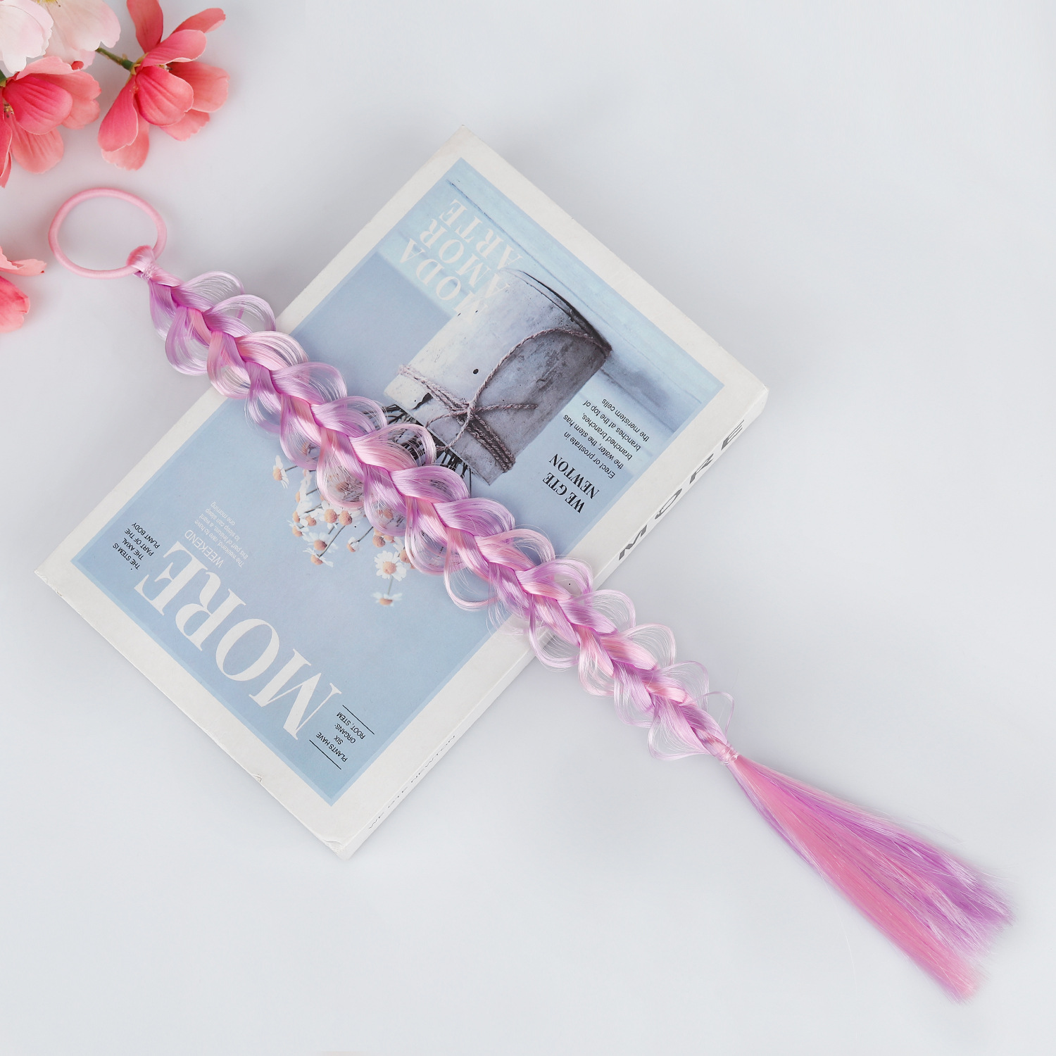Comercio exterior pelucas de niños trenzas coloridas tocado de trenza burbuja anillo de cabello de alta elasticidad cabello de cola de caballo