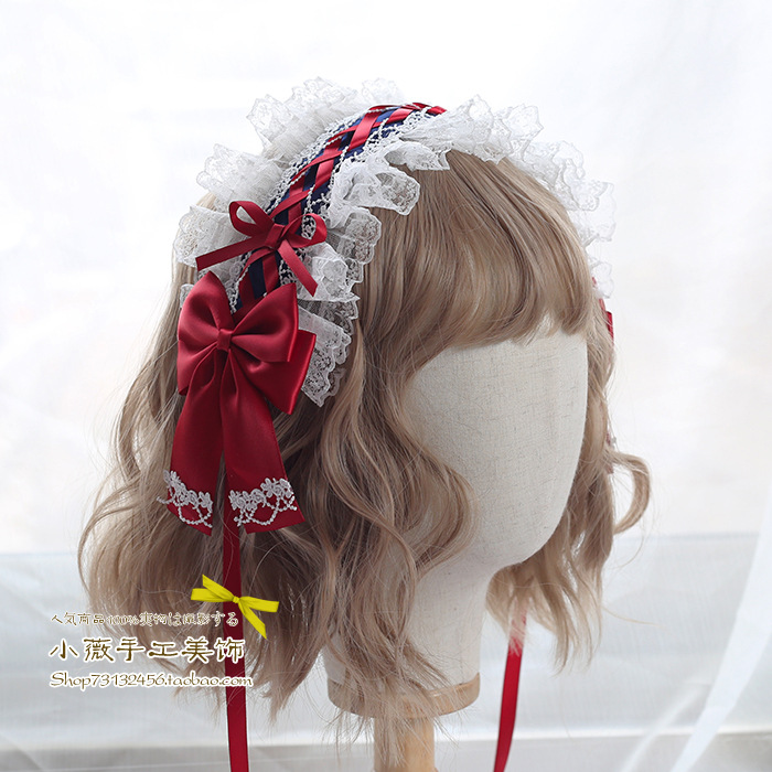 Handmade Japanese soft girl Lolita white lace headdress Lolita Sweet all-match snow white hair with necklace
