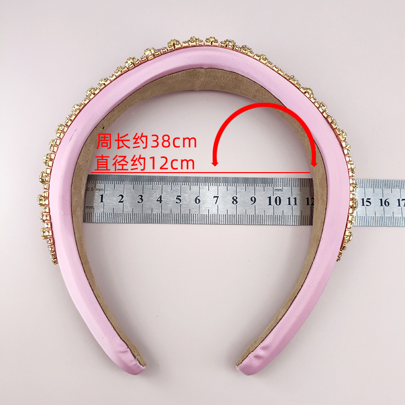 CB20170009-3.5cm三尖椭圆珍珠水钻塑料布艺发箍