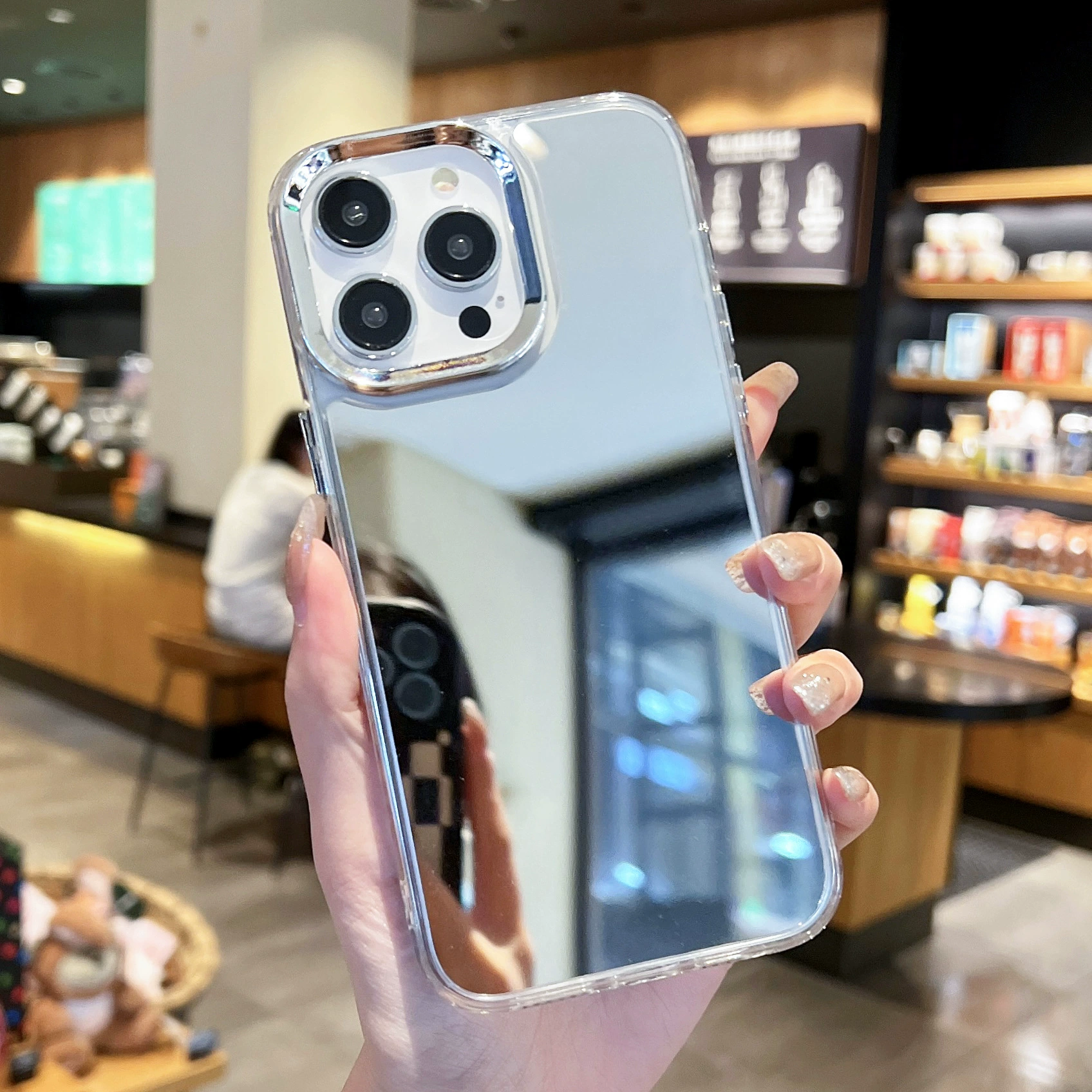 Apple, совместимый чехол для телефона, силиконовый чехол для iPhone 15, зеркальный эффект, 16promax, защита от падений