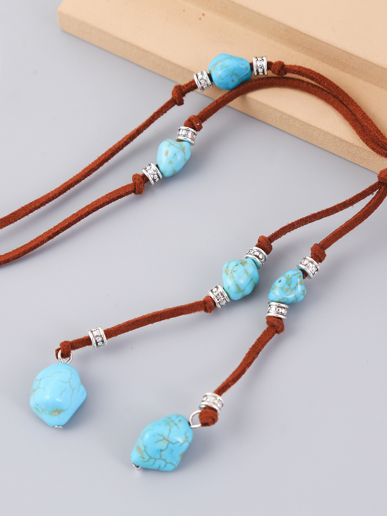 Ethnic Style Water Droplets Alloy Turquoise Plating Womenu0027S Pendant Necklace 1 Piece