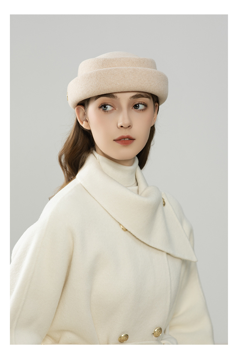 Mũ beret nữ len dạ Úc phong cách họa sĩ retro Anh — cơm trộn chi tiết 5