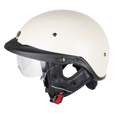 Soman Motorcycle Helmet Retro Half Helmet Electric Vehicle Helmet Half Helmet for Men and Women Outdoor Adult Helmet 3C Certified (Motosiklet kaskı (dəbilqə)) - pearl-white-transparent-inner-mirror-m