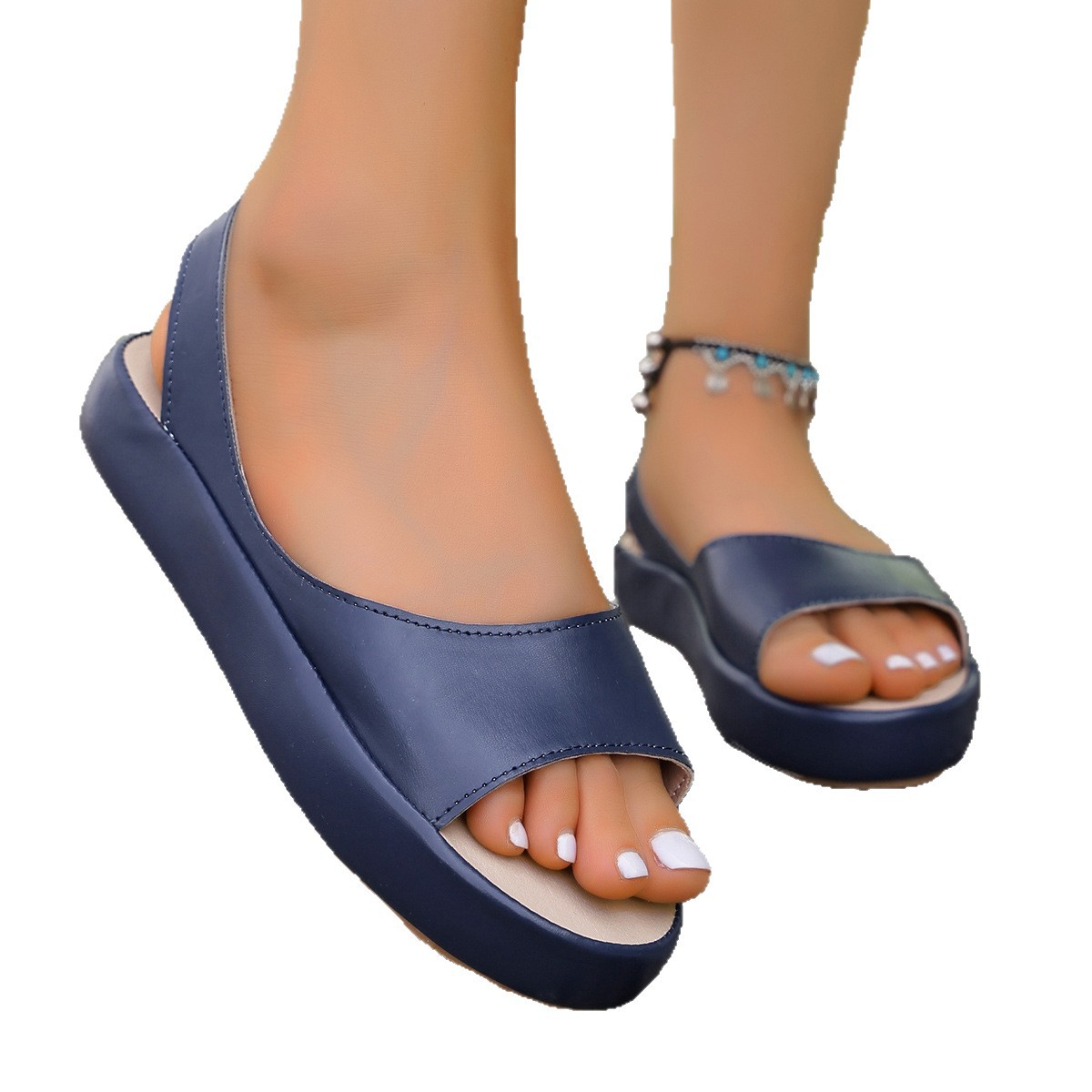 New Sports 2026 Spring/Summer European And American Large Size Outdoor Flat Fish-Mouth Fashionable Women's Sandals_vogvips.com