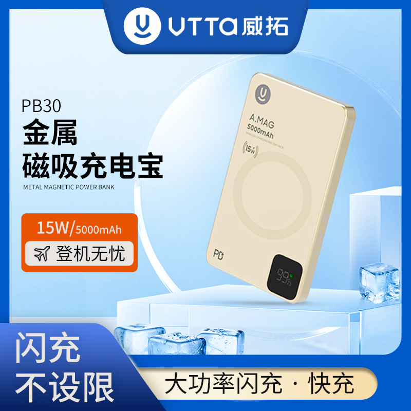 New Vtta Weituo Power Bank Pb30 /Pb31 Metal Magnetic Wireless Portable Digital Display Mobile Power Supply