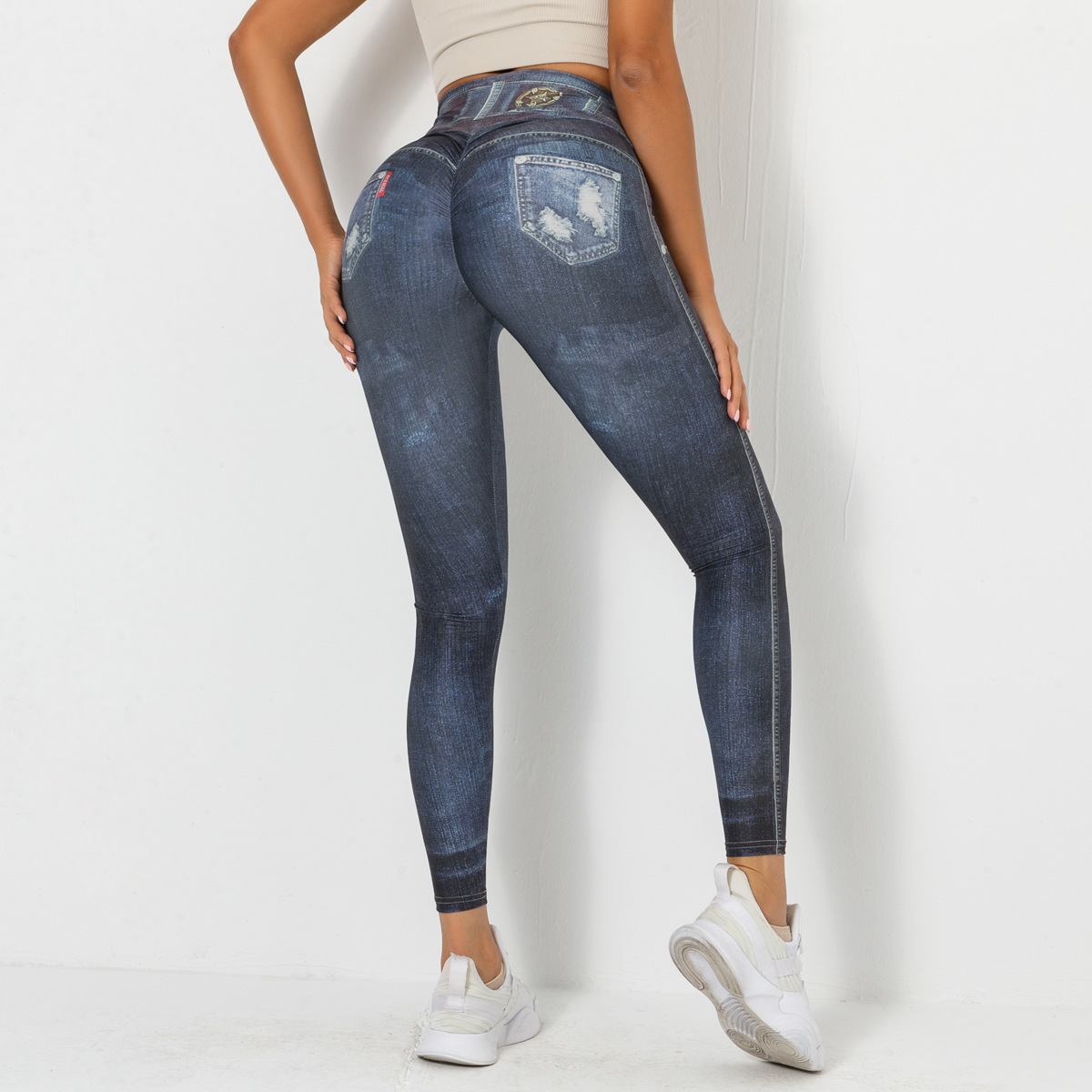 Casual Sport Style Printing Spandex Polyester Active Bottoms Leggings display Modeuse 116