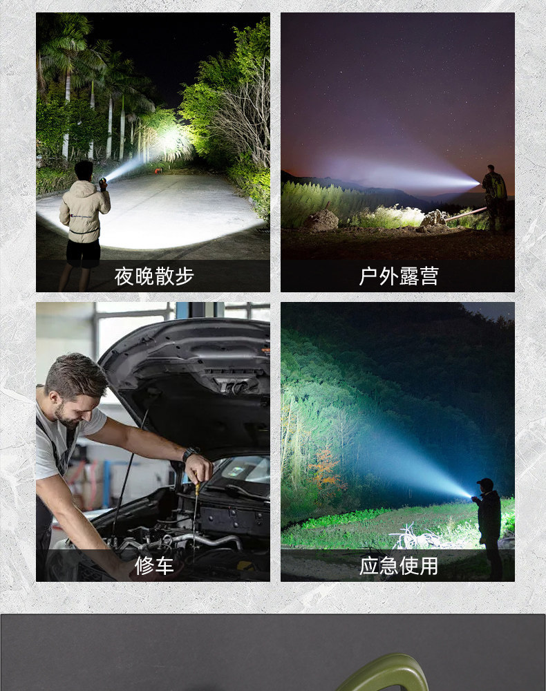 Flashlight with Hand-Cranked Power Generation, Solar Power Generation, Rechargeable Led Light, Multi-Functional Flashlight, Ultra-Long Battery Life, Strong Light