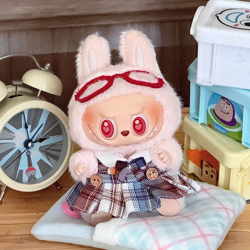 人形着せ替えスカート ラブベビー服 かわいいビニールぬいぐるみ ラブブ カジュアルスーツ服 7cm 布1|undefined