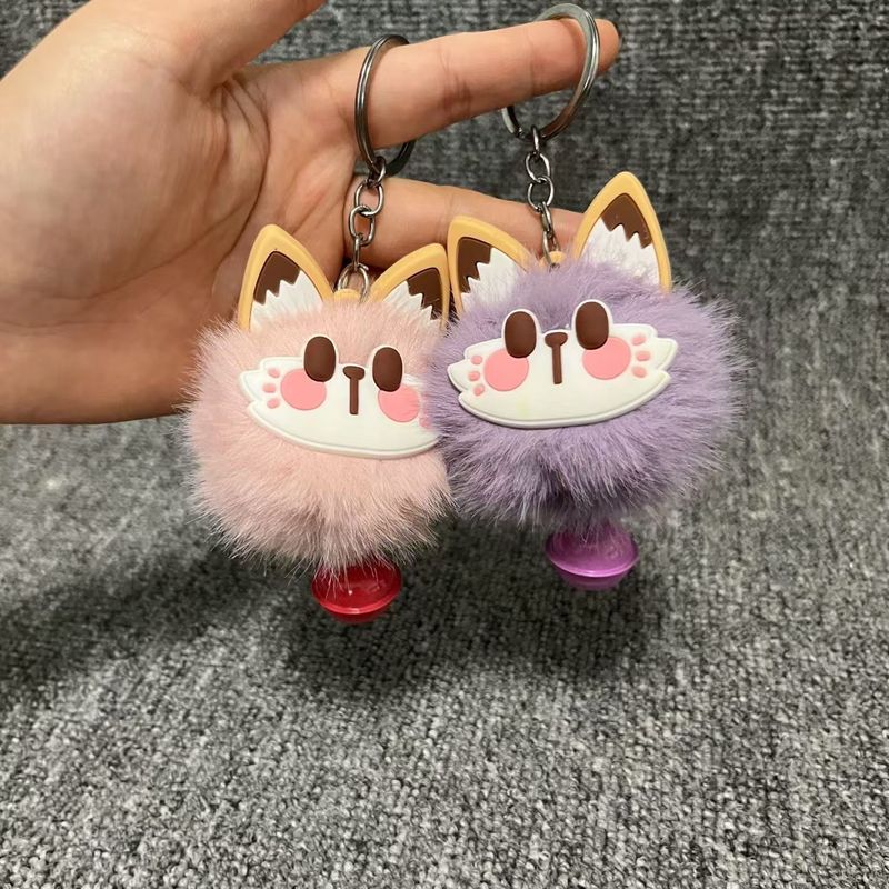 新しい模造レッキスウサギの毛皮のかわいいぬいぐるみ招き猫ベル新年ぬいぐるみペンダントバッグ多用途ギフト卸売|undefined