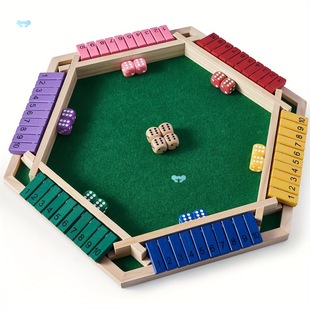 Shut the Box Game Colorful 6 Sided Wooden Board for 6 Cross-Border