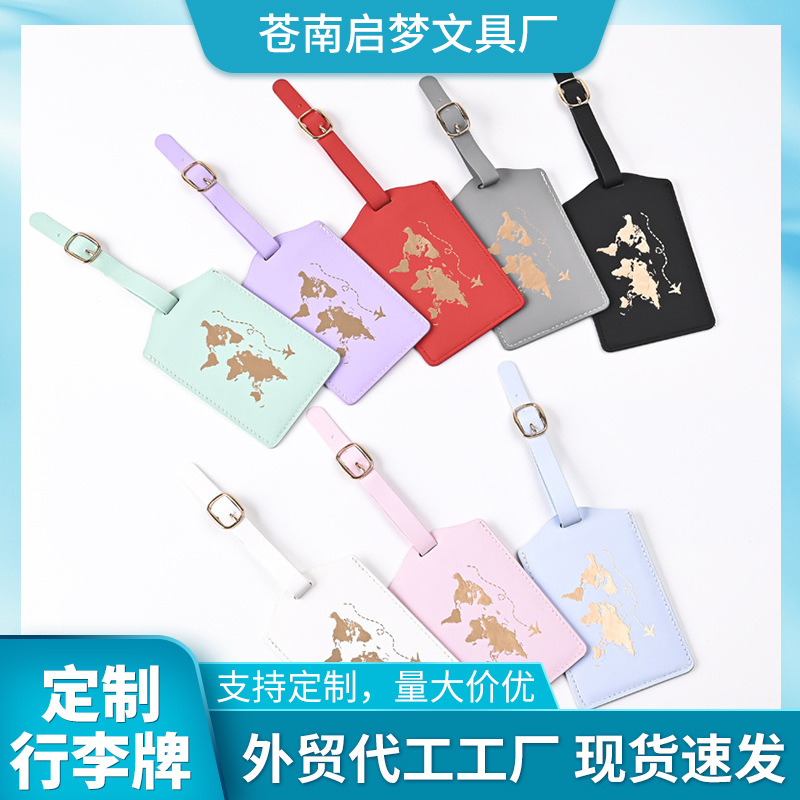New Macaron Multicolor Aircraft Luggage Tag PU Soft Leather Suitcase Information Sign Luggage boarding pass