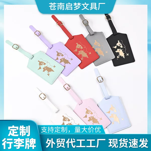 New Macaron Multicolor Aircraft Luggage Tag PU Soft Leather Suitcase Information Sign Luggage boarding pass