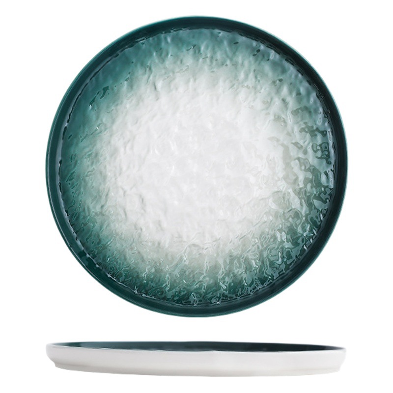 INS vajilla de cerámica de estilo japonés vintage patrón de piedra hogar desayuno disco restaurante creativo plato de ensalada occidental plato de carne