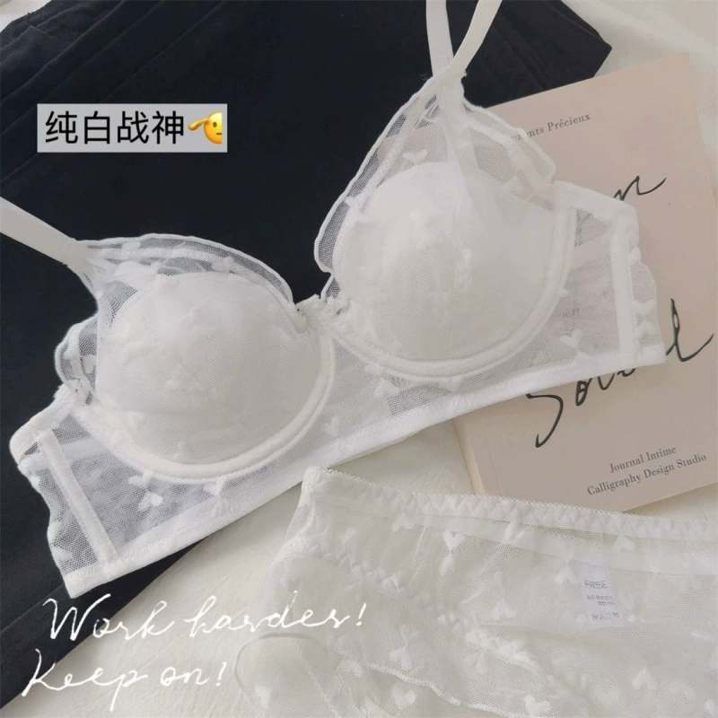 Thin underwear, push up bra, supporting wireless bra, sexy comfortable set