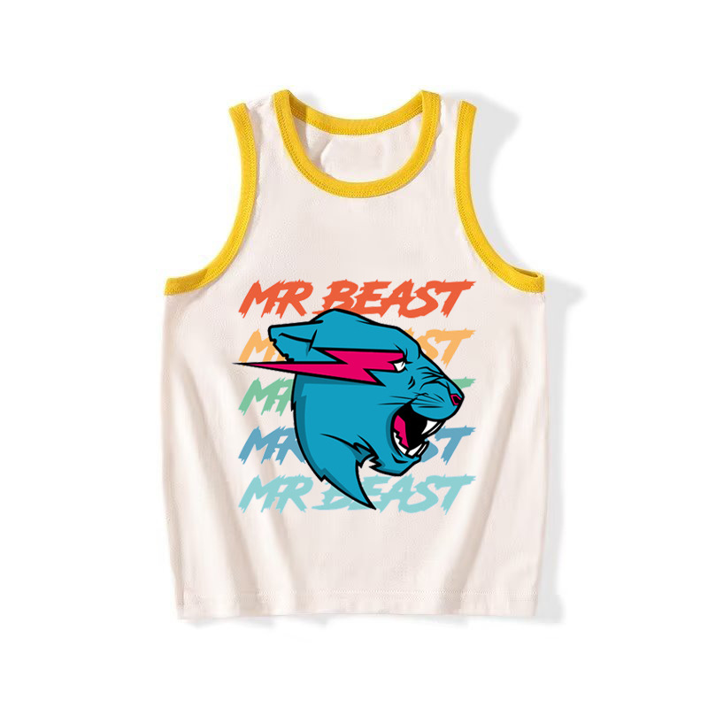 2024新品跨境亞馬遜Mr Beast Lightning Cat兒童無袖背心運動上衣