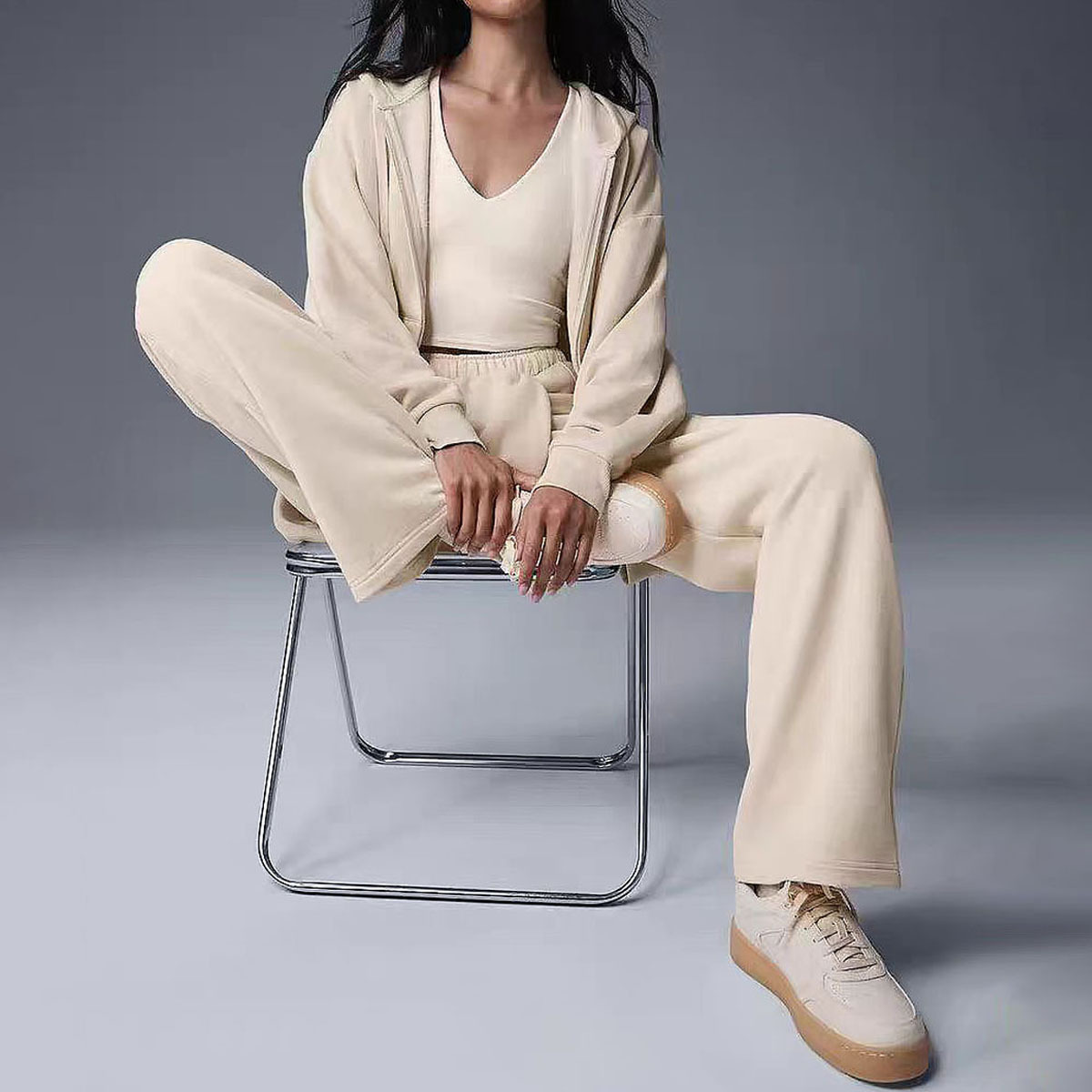 aIo nuevo pantalones casuales sueltos de piernas anchas primavera y otoño de dopamina pantalones de color sólido de pull-out pantalones casuales image 2