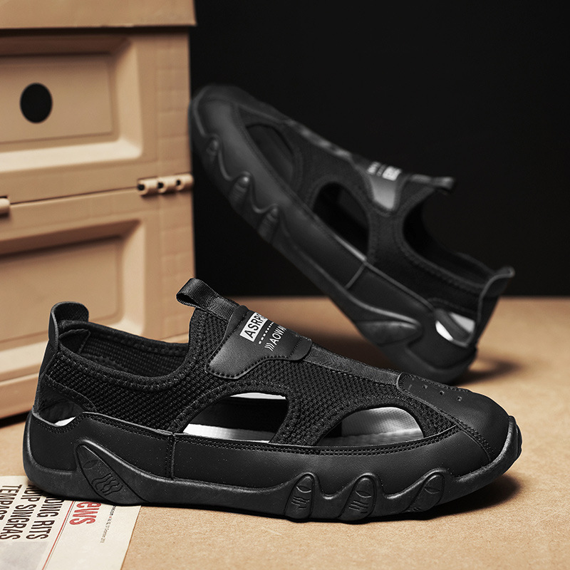 2025 diseñador verano ligero de gran tamaño malla hueca transpirable zapatos individuales de un pie Douyin zapatos casuales hombres