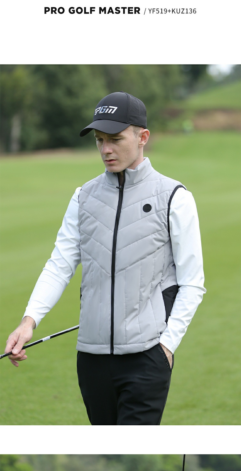 Áo ghi lê golf PGM nam chần bông giữ ấm mùa thu đông — YF519-Áo khoác bông đen [chần bông], YF519-Áo khoác cotton xám [chần bông], YF517-Áo khoác màu đỏ [90% lông vịt trắng], YF517-Áo khoác đen [90% lông vịt trắng] chi tiết 7