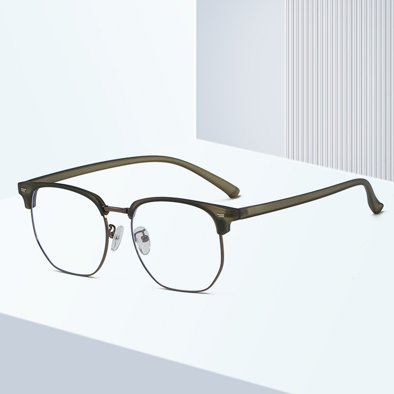 Retro Harajuku gafas de viento TR90 medio marco de gafas de luz metálicas para mujeres miopía puede equiparse con un marco de gafas anti-luz azul para hombres