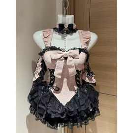 学院风甜辣风少女感减龄飞飞袖吊带连衣裙小众设计感蝴蝶结短裙子