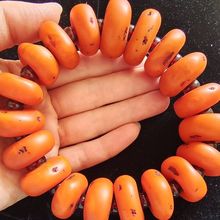 俄罗斯老料琥珀橘皮老蜡磨砂带香随型手串原石手链男女款桶珠手链