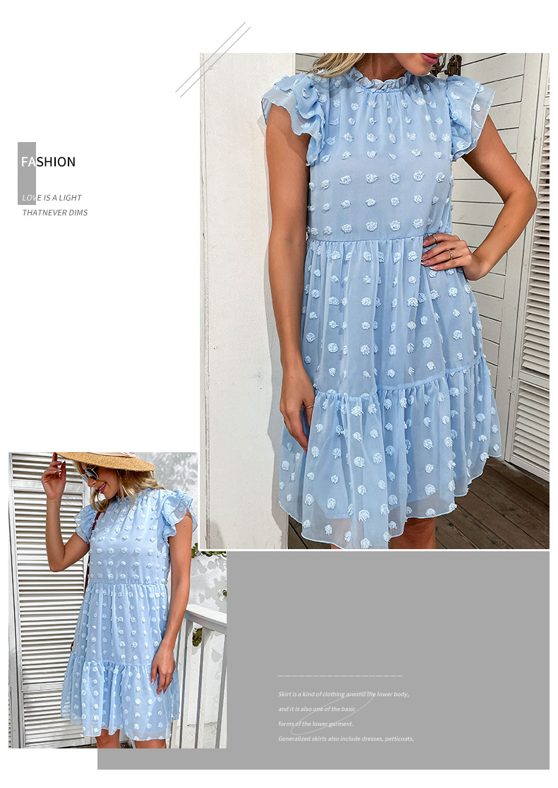 Solid Color Loose Jacquard Chiffon Dress_voghion.com