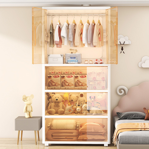 Thickened children's wardrobe storage cabinet simple baby baby small wardrobe plastic home use bedroom clothing storage cabinet