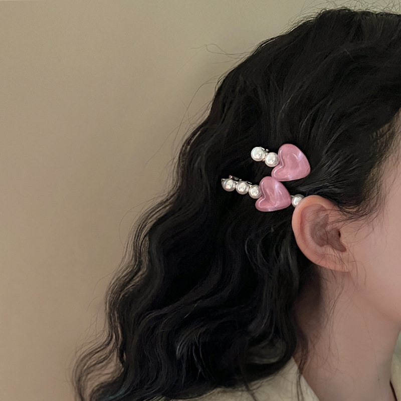 甘い真珠の愛のヘアピンの額の砕髪の前髪の少女の心の王女のヘアピンのかわいいアヒルの口の髪飾り|undefined