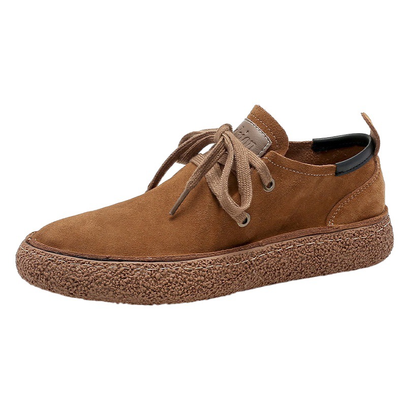 2023 Spring New Vintage board shoes men's shoes frosted cowhide non-slip flat outdoor sports casual shoes