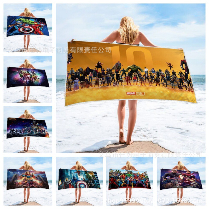 Foreign trade microfiber towel bath towel Avengers Marvel series printed absorbent beach towel wholesale