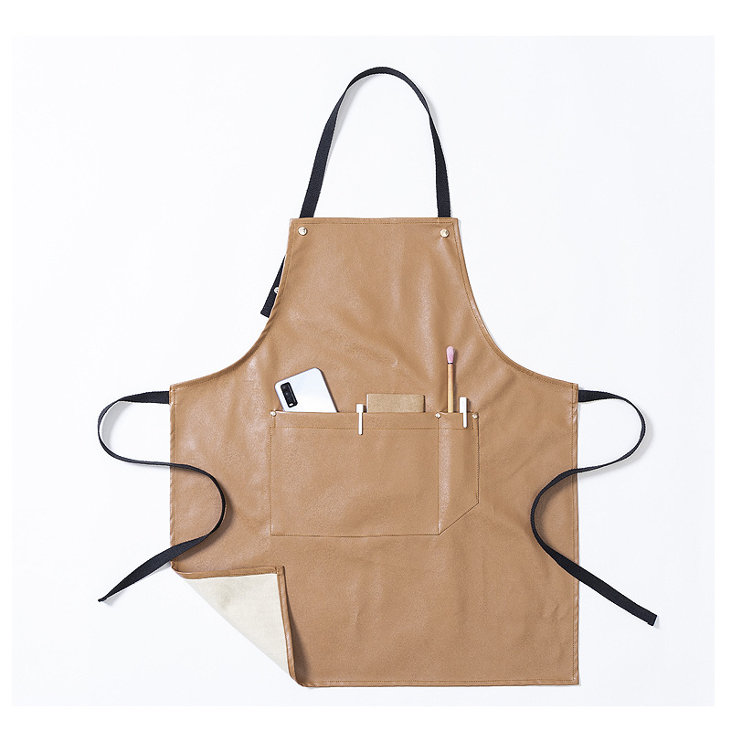 Delantal nórdico de los hombres y las mujeres de estilo coreano de la moda de cuero de la PU a prueba de aceite a prueba de agua trabajo hogar cocina Internet celebridad logotipo personalizado impresión