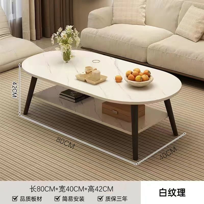 80CM 흰색 대리석 이중층 커피 테이블