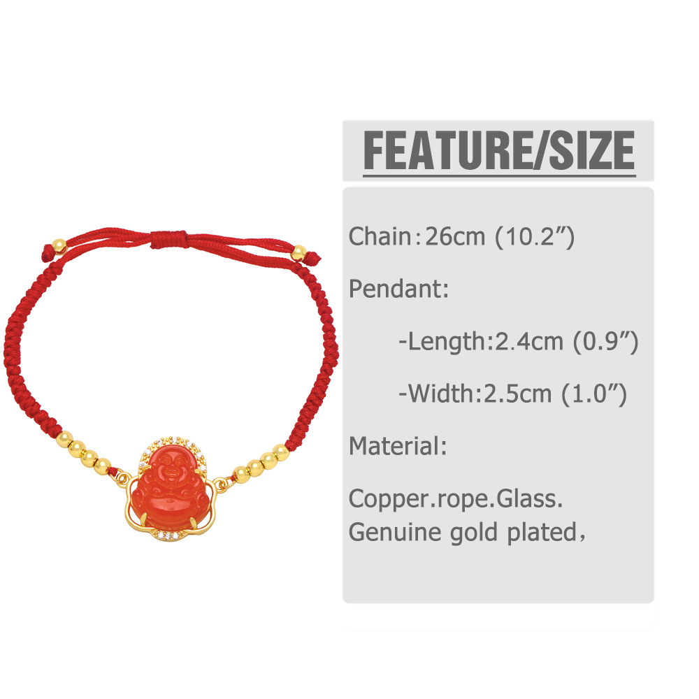 Fashion Buddha Copper Bracelets Beaded Gold Plated Zircon Copper Bracelets display picture 1