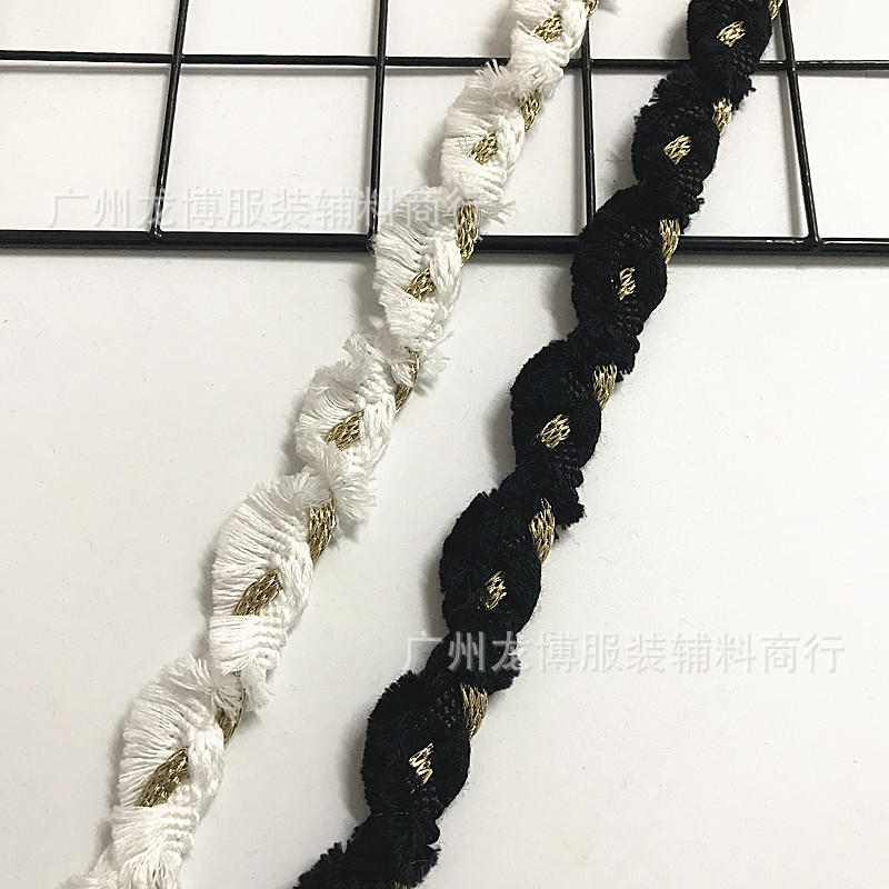 源头厂家小香风金丝棉线编织花边 服装家纺鞋包DIY装饰辅料批发