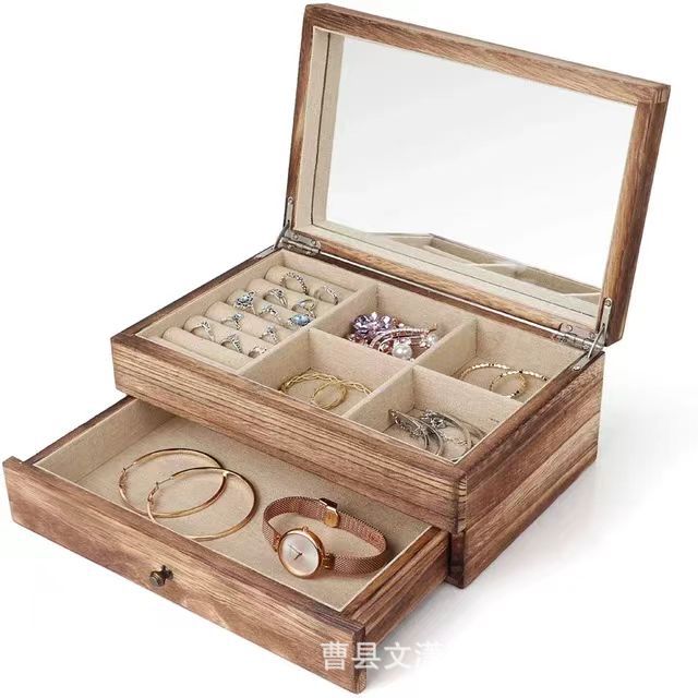 Double-layer storage system from natural wood