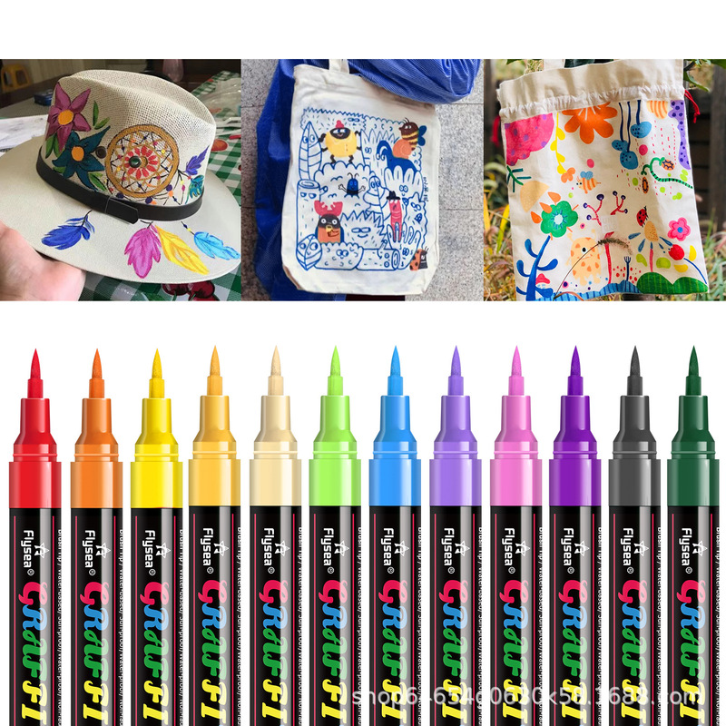 Cross-Border Handbag Canvas Bag DIY Canvas Bag Storage Bag Kidsren's Hand-Painted Graffiti Pen Waterproof Marker Pen