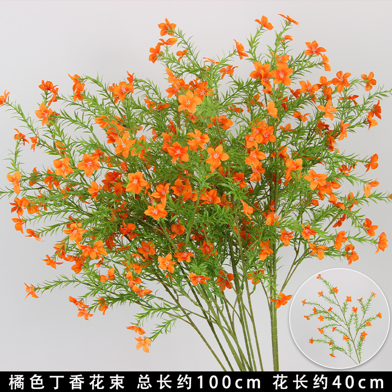 Flores de imitación naranja peonía naranja hortenida neblina orquídea flor flor de boda seda naranja