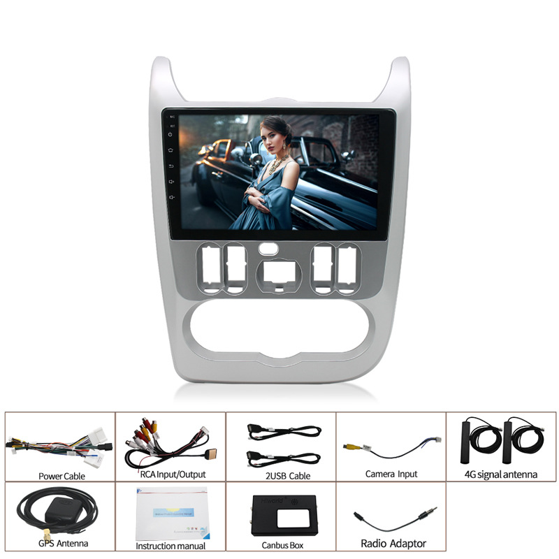 Aplicable a 09-13 Renault Logan Android reproductor de navegación MP5 Radio 4 + 64 Carplay incorporado