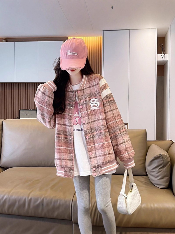 女童秋装小香风长袖外套2025新款中大童洋气单排扣棒球服时髦开衫|undefined